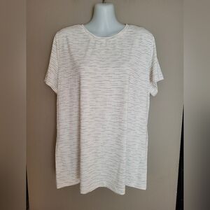 Mondetta White Striped Tee, Size Large